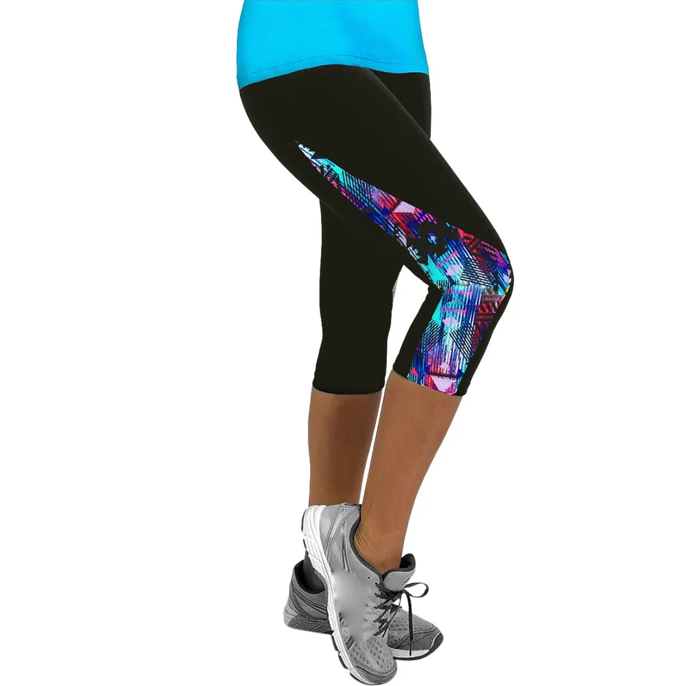 

Leggings For Women Ladies High Waist Floral Sports Fitness Leggings Gym 3/4 Slim Cropped Pants Calzas Mujer Leggins #LL