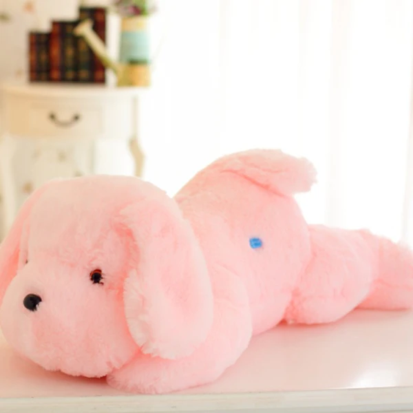 1 шт. 50 см Световой Собака плюшевые куклы красочные светодио дный светящиеся собаки детские игрушки для девочек kidz подарок на день рождения WJ445 - Цвет: Розовый