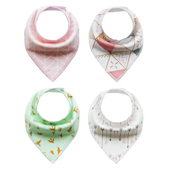 

New Multi-function Baby Bibs Saliva Towel Arrow Animal Cartoon Burp Cloths Triangle Cotton Accessories 4pcs/Sets