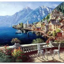 Морской дом Холм на заказ Алмазная картина Полная площадь/Круглый Мультфильм eigen foto Алмазная вышивка аксессуары eid box ima