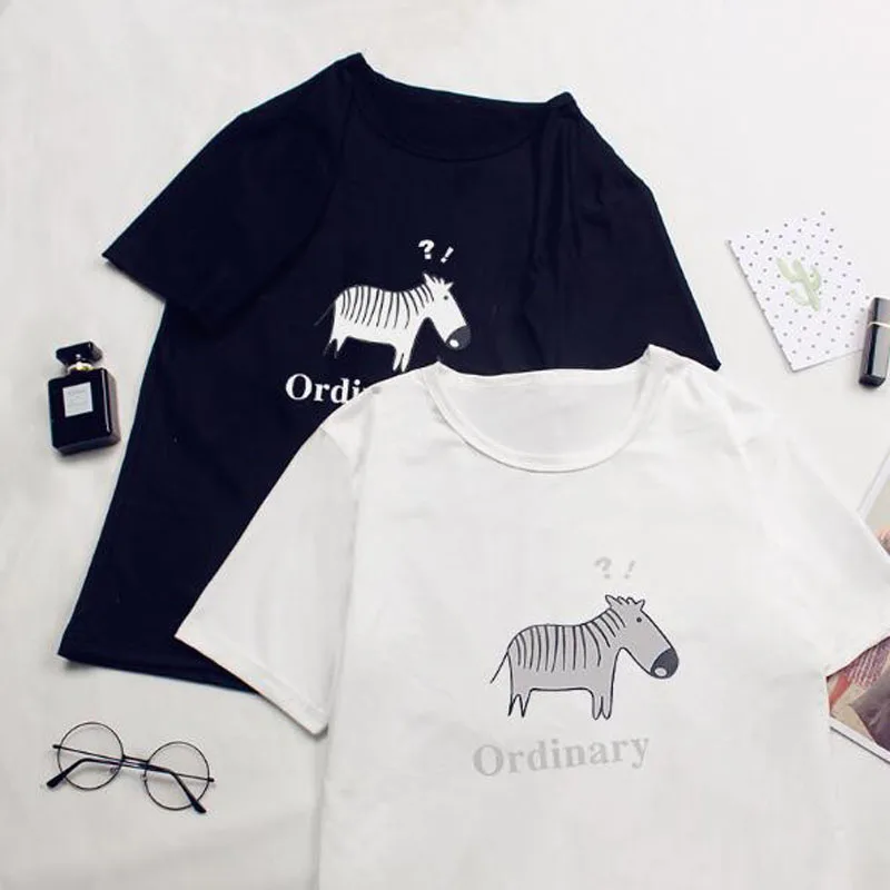 

ORDINARY Print T shirt Women Spring Summer Short Sleeve Round Neck Women Tops Tees Casual Slim Fit Women Tshirt