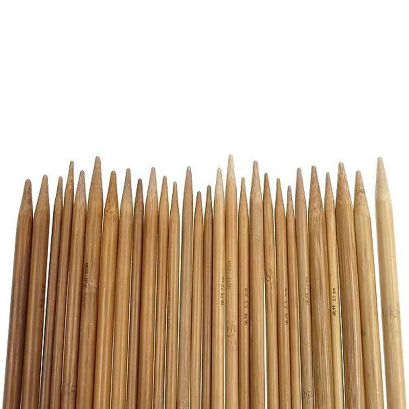 75pcs/set 15 Sizes 20cm Double Pointed Carbonized Bamboo Knitting Needles Sweater Knitting Bamboo Handle Smooth Craft Needle