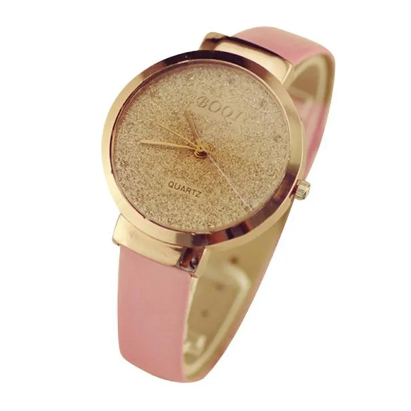 

2018 Woman Girl Luxury Sands Starry Simple Temperament Quartz Watch bayan kol saati Women Watches Leather Strap Bracelet Watch