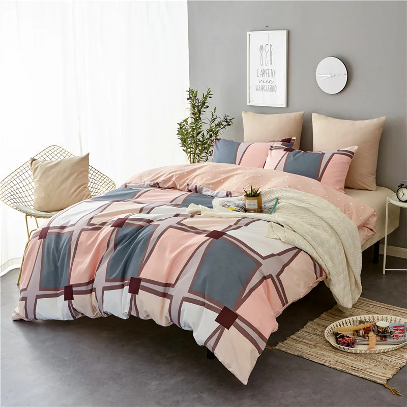 

Bedding Set Nordic Lattice Comforter Duvet Cover Double Bed Sheets Bedspread Bedclothes Adult Queen King Bed Linen Set