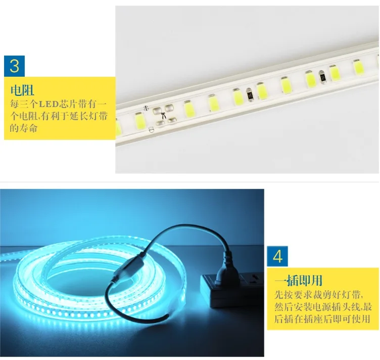 1000m Pack, Outdoor 220V LED Flexible Neon Stripe of Ocean Blue with 5730 Beads / 100m per Spool / 3 Years Warranty