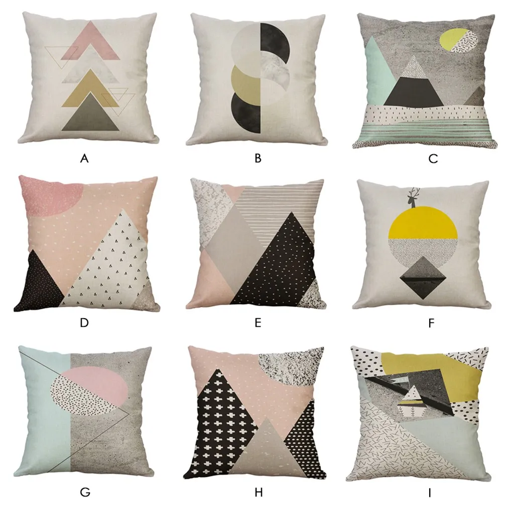 

40x40/45x45cm Geometry Mixcolor Home Decor Pillow Cover Simple Linen Creative Lovely Pillow Cover Pillow Cover Car Pillow Cover