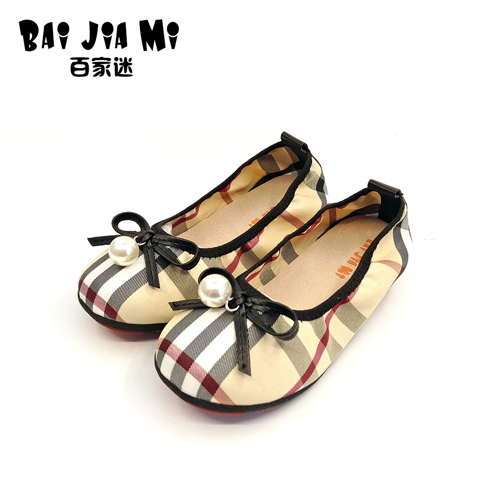 

BAIJIAMI 2017 New Children's Simple British Style Princess Shoes Girls Bow Shiny Pearl Boat Shoes Kids Canvas Rubber Shoes