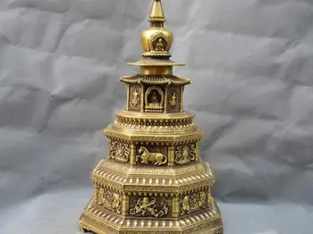 

16'' China Tibet Fengshui pagoda twelve Chinese Zodiac Buddha Bronze Statue
