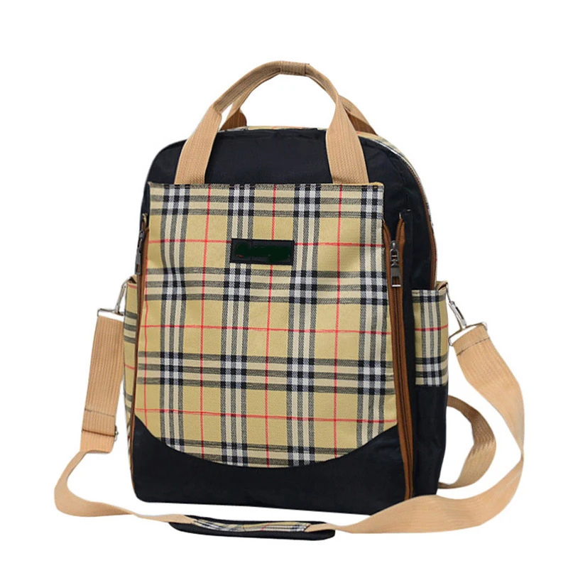 

Fashion High-capacity Multi-function Trellis Mummy Bag Both shoulders waterproof nylon go out Maternal and Infant Bags