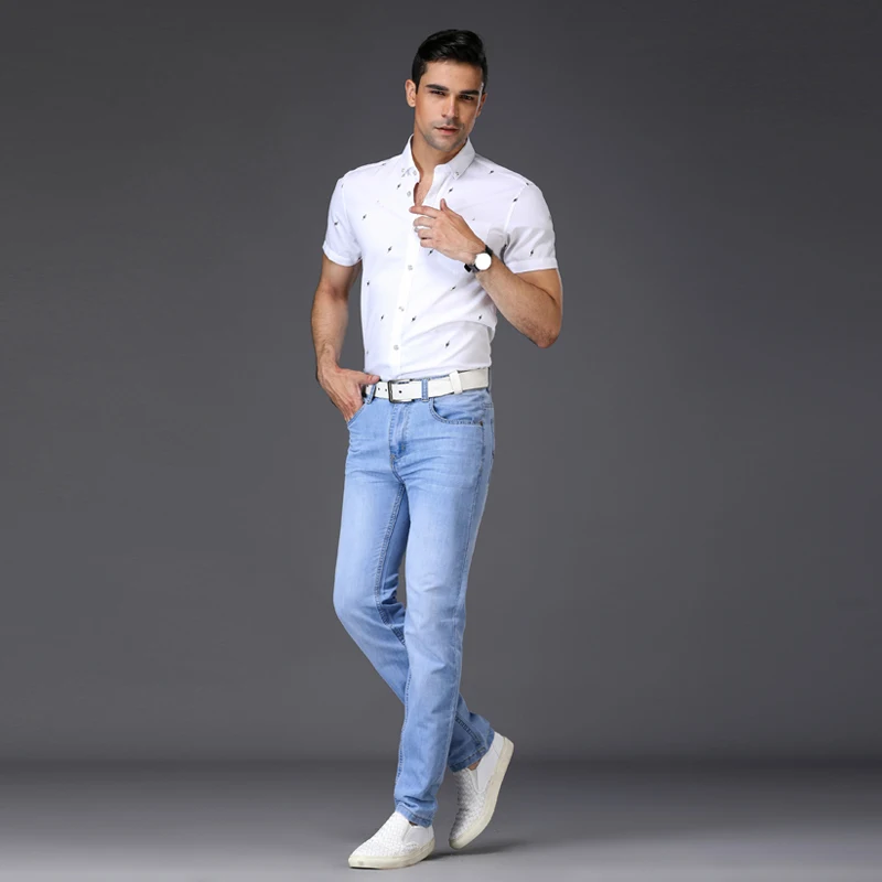 SULEE Brand Skinny Jeans Men Light 