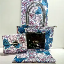 Mujer africana Cera Material Hecho Bolsa de Tela Y Cera Set Estilo Bolso de Las Señoras de nigeria Con Tela de Algodón Fijó El Envío Libre YY-526