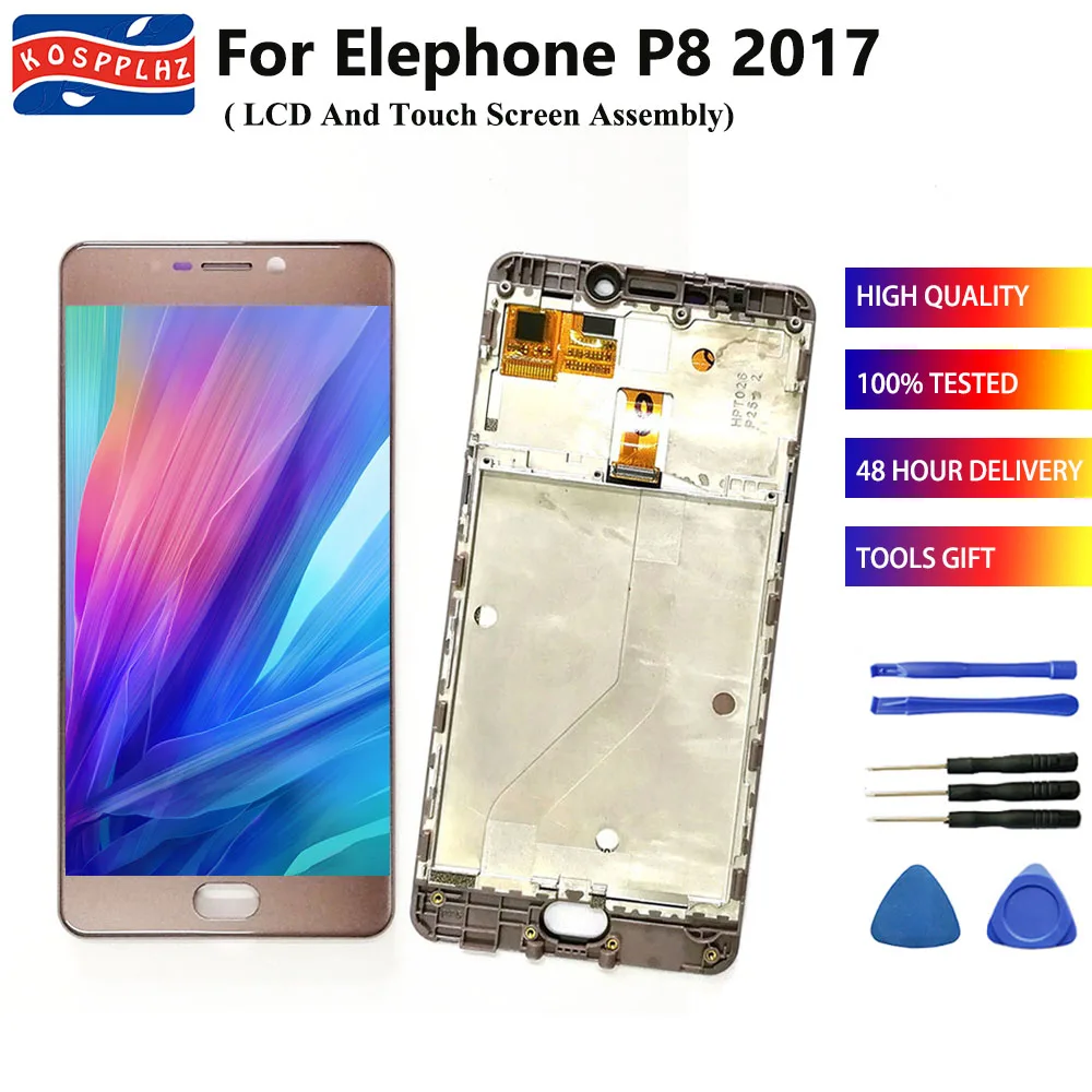 

For Elephone P8 2017 LCD Display Touch Screen Digitizer Assembly+Frame Replacement 5.5" elephone P8 Andriod 7.0 lcd + tools