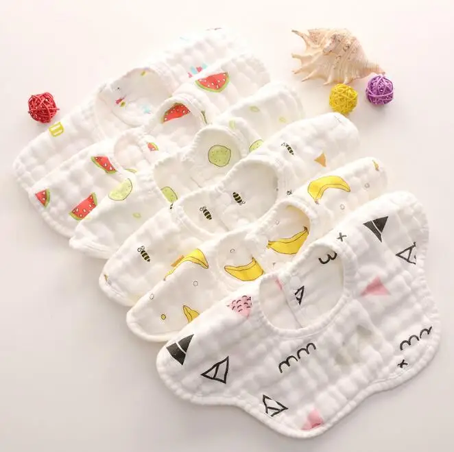 

Baby Bibs baby Burp Cloths scarf newborn baby gauze flower bib Saliva towel Printing Bandana Infant stuff YMH007