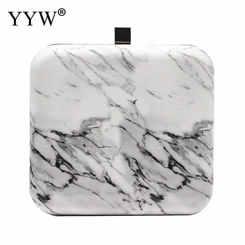 

Square Pvc Marble Clutch Bag 2018 Bolsos Mujer Women Box Shoulder Bag Purse Female White Mini Elegant Chain Evening Clutches Bag
