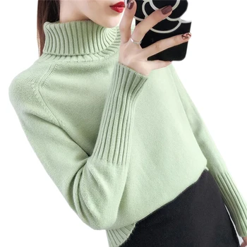 

2018 Autumn Winter Cashmere Turtleneck Sweater Women Fashion Thick warm Women Sweater Pullovers Knitted Sweater LJ0679