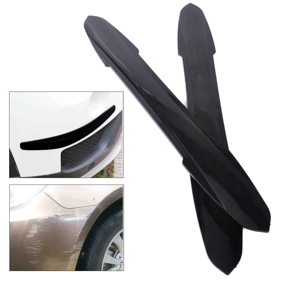 2Pcs Black Rubber Front Rear Anti Rub Scratch Rubber Bumper Edge