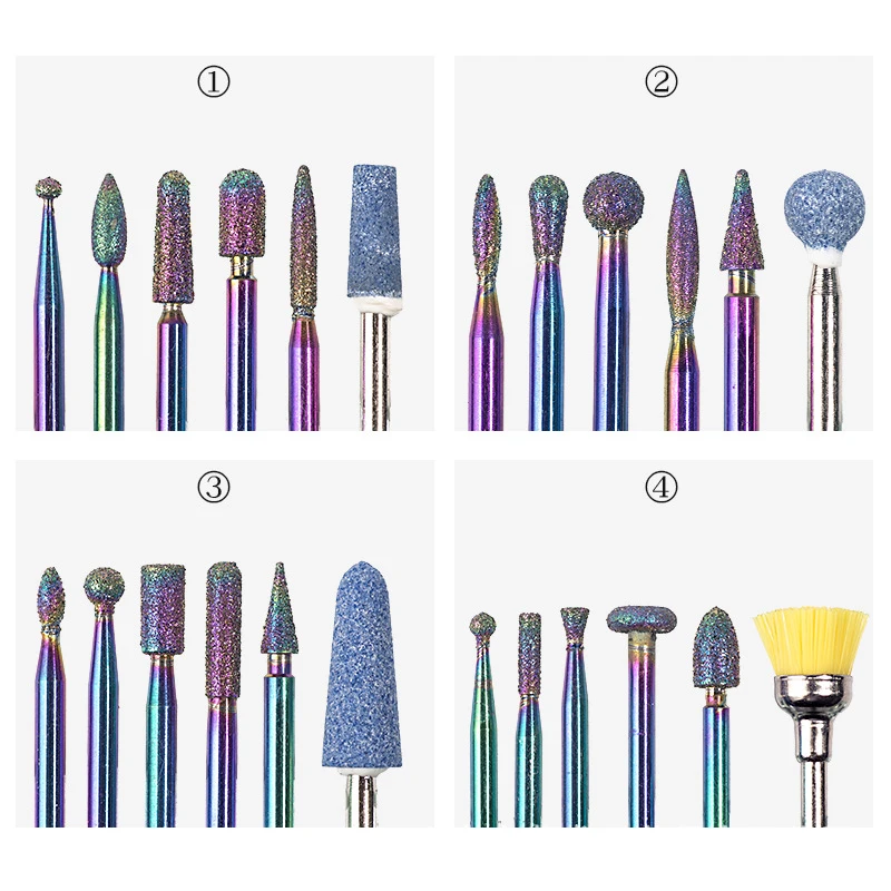 

6pc/lot Diamond Nail Drill Bits Symphony Set Nail Milling Cutter Rotary Burr Cuticle Clean Manicure Electric Accessories Tool
