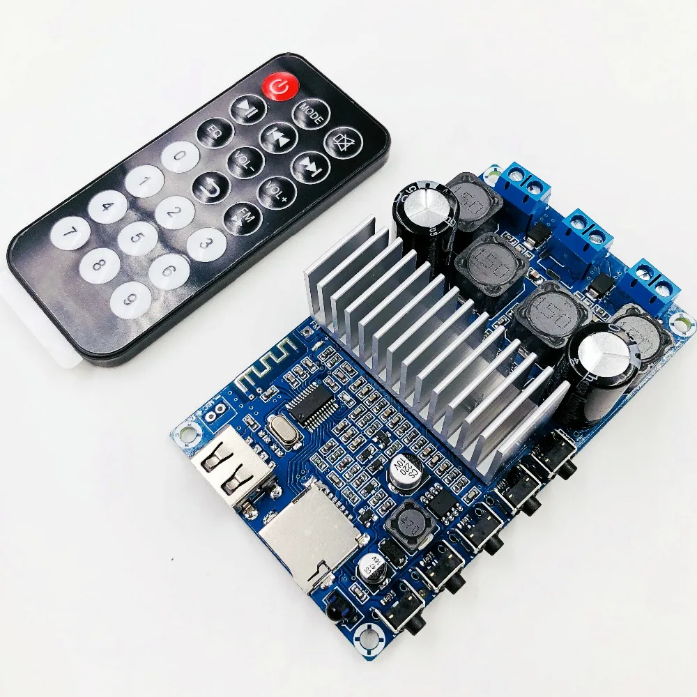 

TPA3116 50W+50W Bluetooth 5.0 Audio Stereo Digital power amplifier board FM Radio USB Decode player Remote control