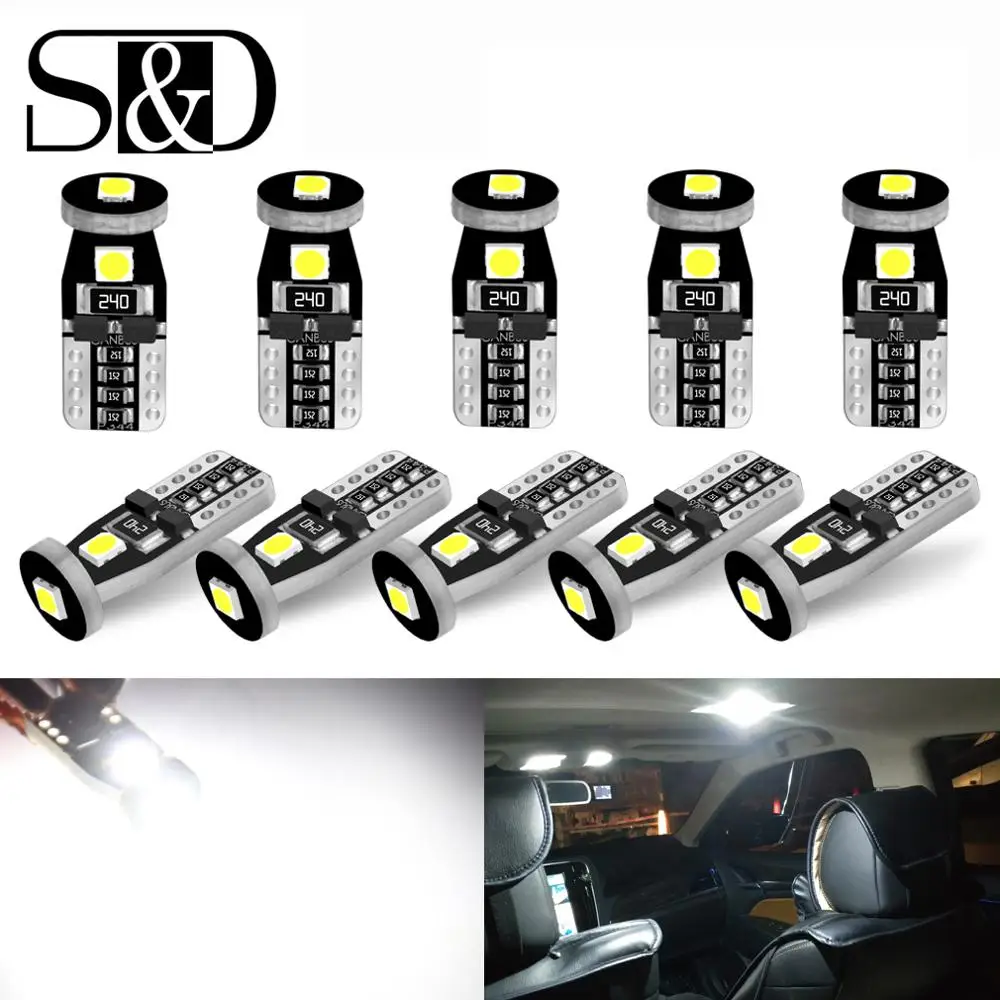 

10Pcs Auto T10 Led 194 W5W LED 168 Canbus 3SMD 3030 Car Super Bright Turn Side License Plate Light Dome Reading Lamp Bulb DC 12V