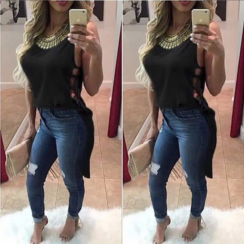 

Sexy Women Summer Vest Sleeveless Chiffon Blouse Casual Tank Top Trendy Lady Chiffon Shirt