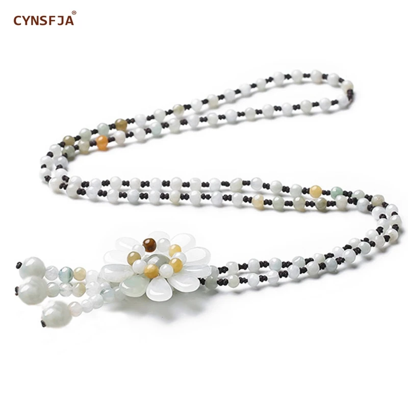 

Myanmar Emerald Jade Necklace Sunflower Certified Natural A Grade Burmese Jadeite Green High Quality Handmade Birthday Gifts