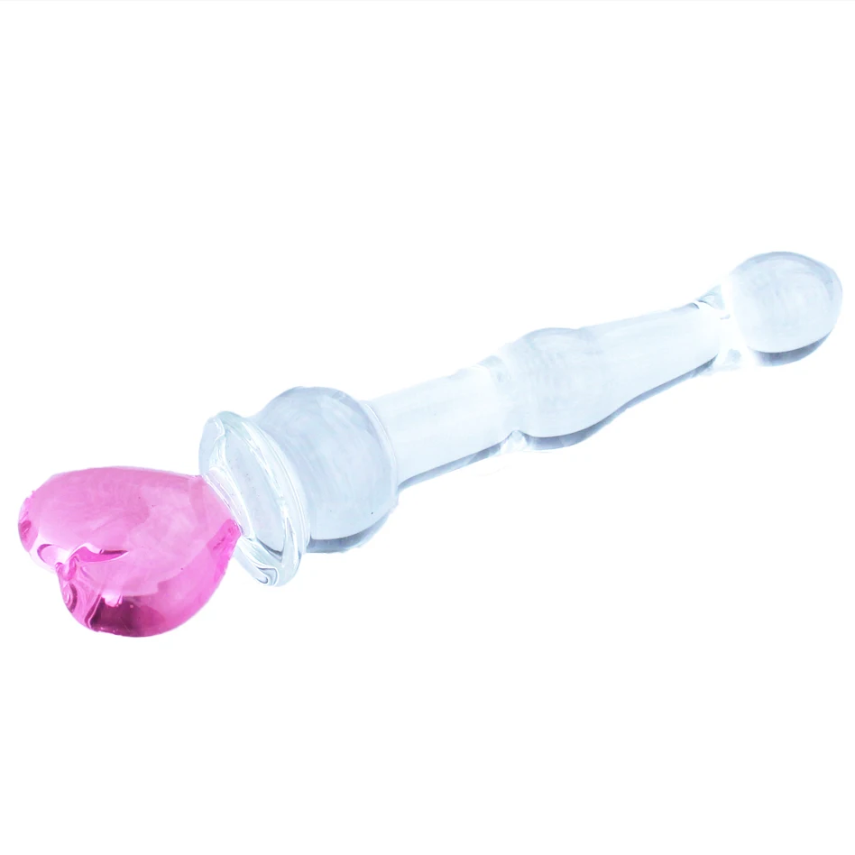 h019 Crystal Heart Wavy Glass Dildo plug (22)