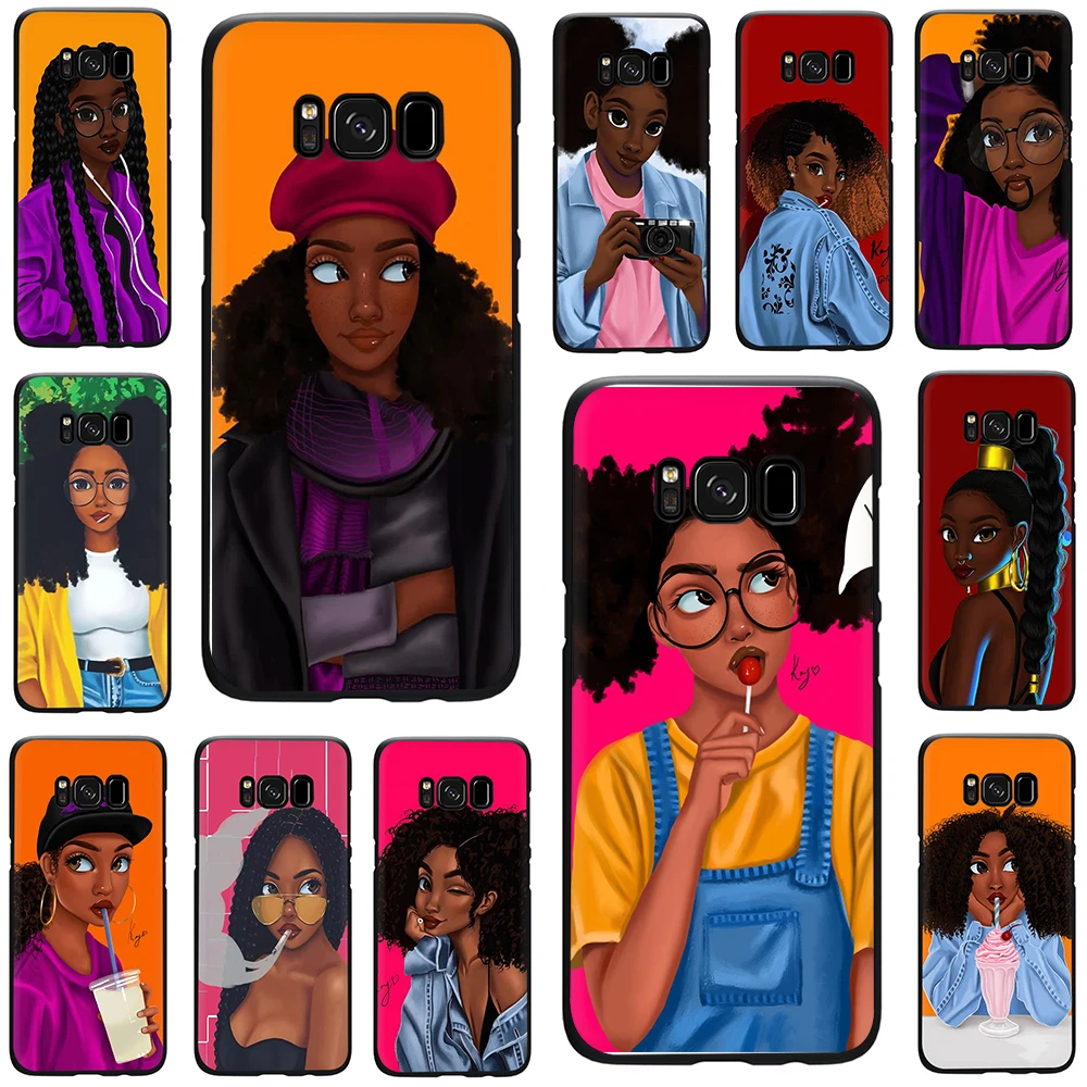 

Afro Girls Colorful Cute Silicone phone case for Galaxy S6 S7 Edge S8 S9 S10 Plus S10e Note 8 9 J6 A6 Plus A8 A9 2018