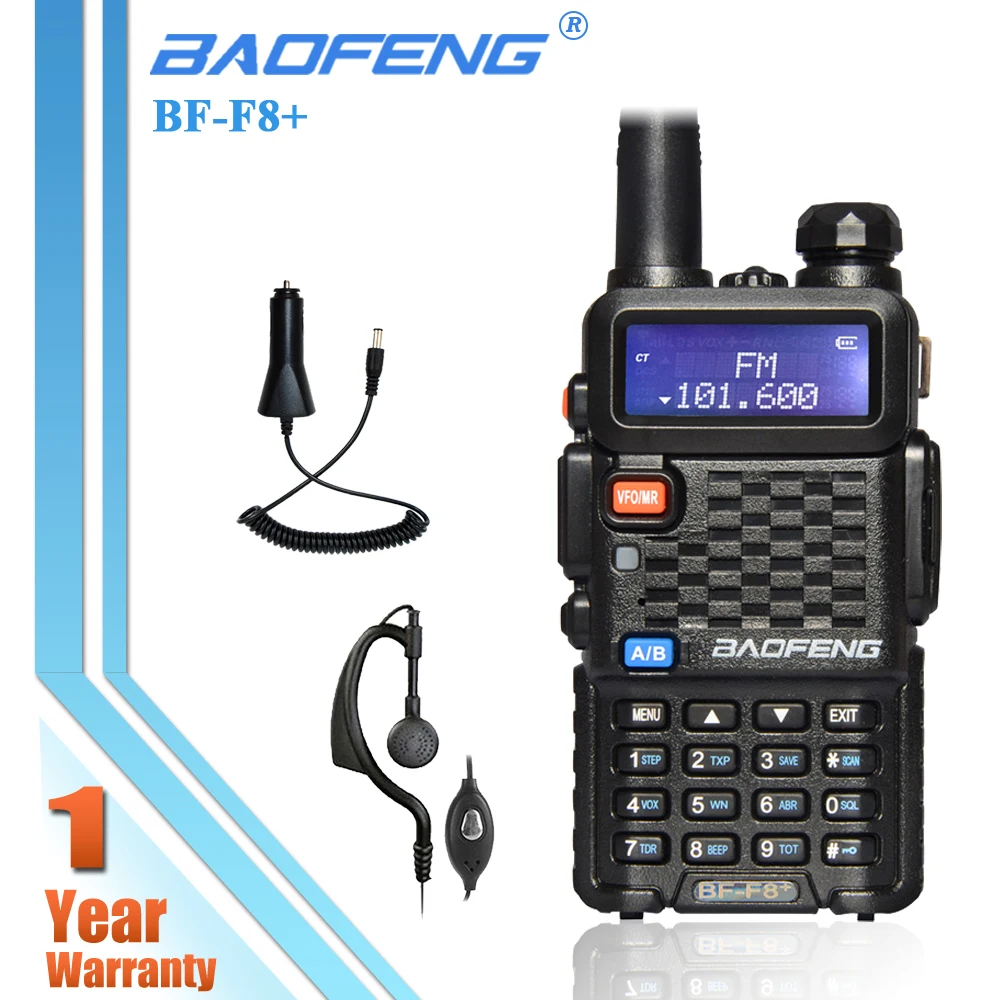 Baofeng F8+ Two Way Walkie Talkie BF-F8+ VHF UHF Portable Dual Band CB Ham Radio F8 Plus FM Transceiver + Original Car Charger | Мобильные