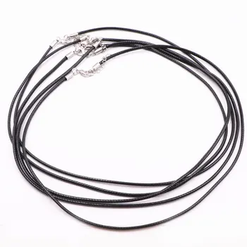 

Charms Wax Rope 5 PCS/lot 1.5mm Leather Chain Necklace Pendant With Lobster Clasp DIY Jewelry Finding String Cord Necklaces 18"