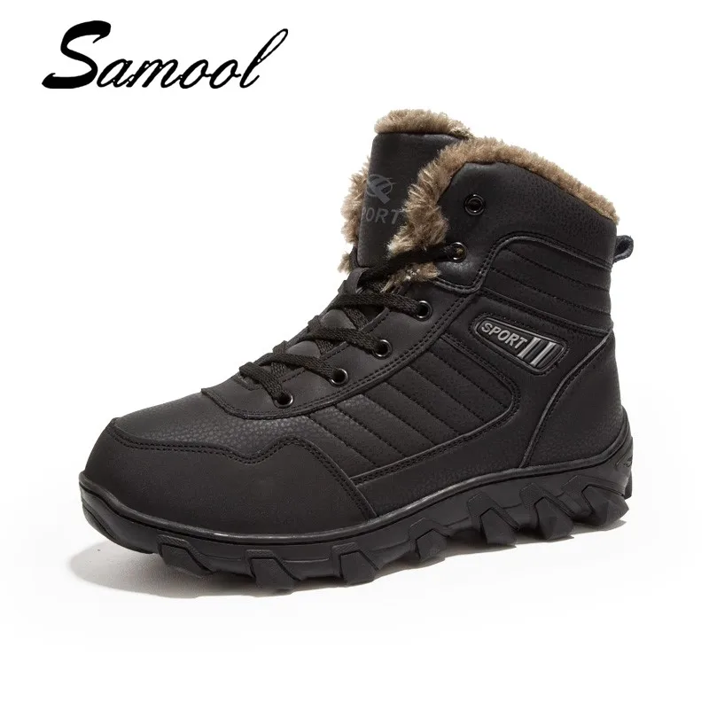 

New Men's Boots Winter with Fur Warm Snow Boots Men's Winter Boots Work Shoes Men Footwear Fashion Rubber Ankle Shoes 38-48 Gx4