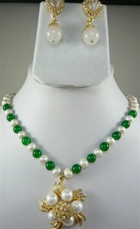 

FREE SHIPPING3colors! white/pink pearl red/green jade/tiger eye stone necklace pendant set (A0423) -Bride jewelry free shipping