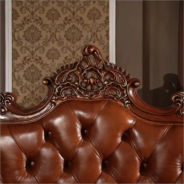 high quality European antique bed French bed 1.8 m king size American style genuine leather p10270 high quality European antique bed French bed 1.8 m king size American style genuine leather p10270