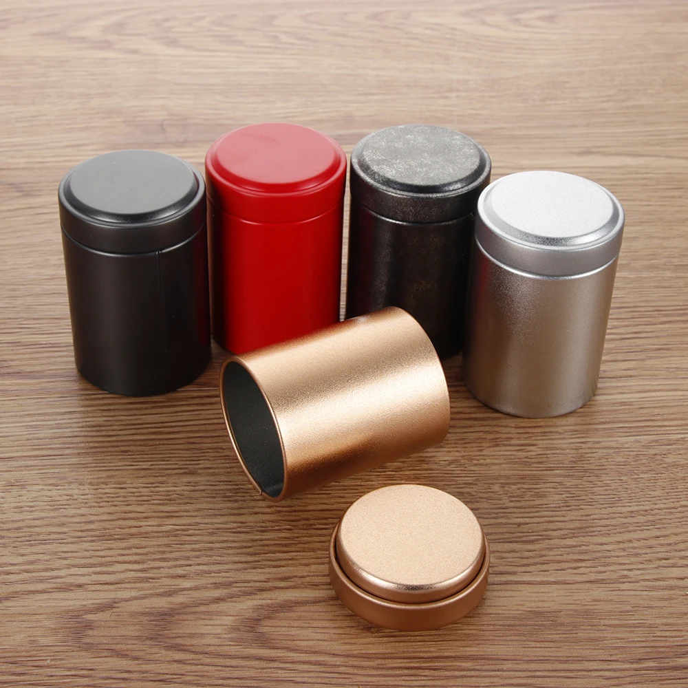 

1PC Tea Caddy Mini Aluminum Storage Boxes Sealed Coffee Powder Cans Tea Leaves Container Portable Travel Tea Caddy Organizer