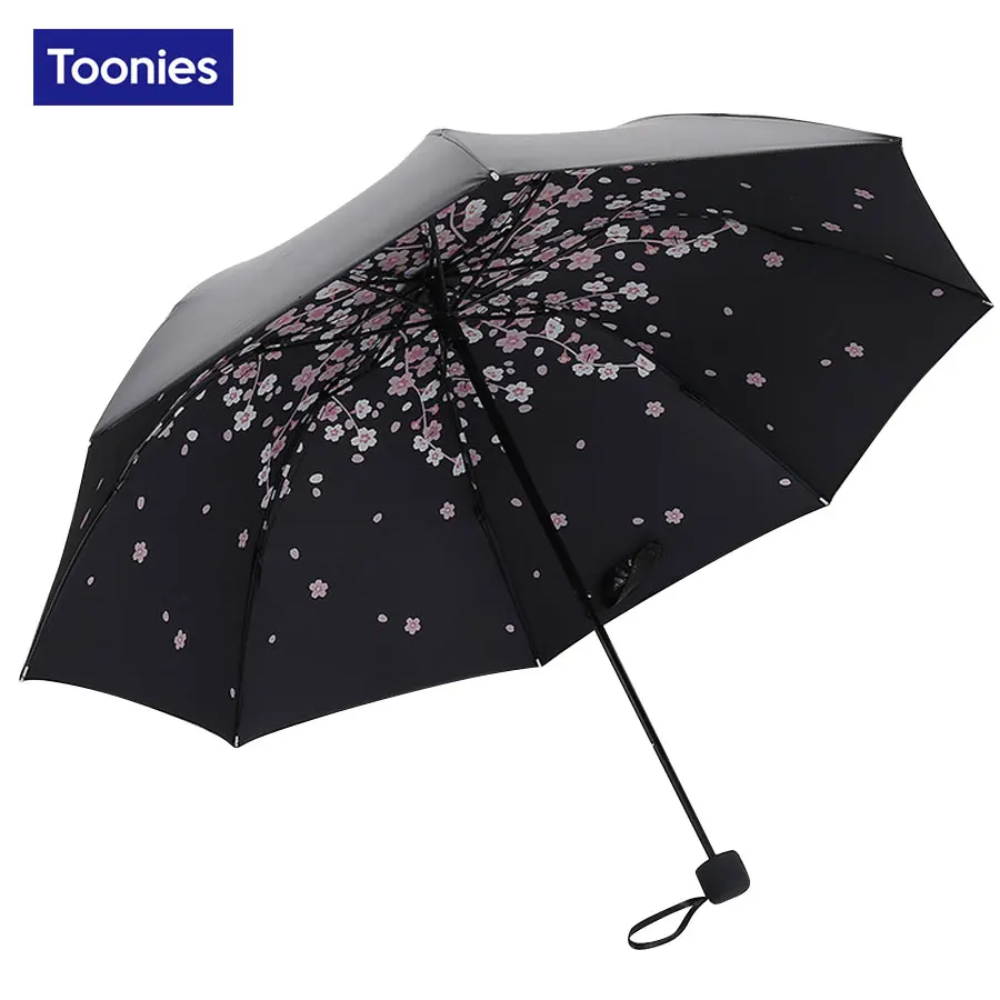 Female Supplies Sakura Umbrella Black Cherry Blossoms Romantic Sunshade
