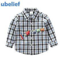 UBELIEF Child Boys England Style Kids Warm Clothes Toddler Plaid Shirt Kids Plaids Shirts toddler Baby Boys Cars Winter Shirt