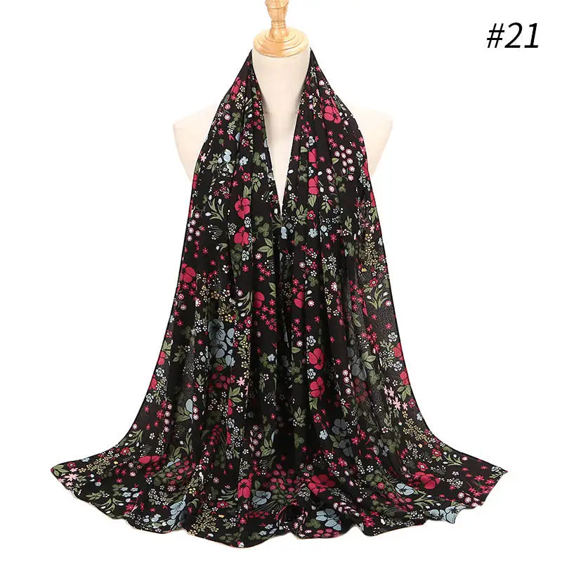 75*180 см шифоновый хиджаб с принтом пузырьков, женские мусульманские шали, мусульманский платок, одежда - Цвет: 21