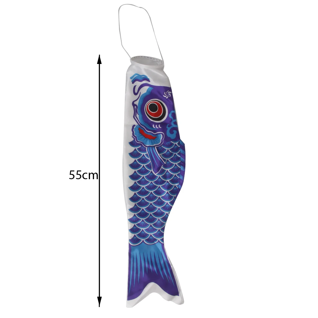 MagiDeal 55cm Blue Japanese Windsock Carp Flag Koi Nobori Sailfish Wind Streamer Japanese Carp Windsock Streamer Fish