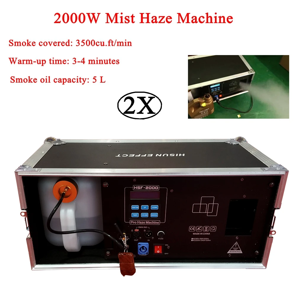 

2Pcs/Lot 2000W Mist Haze Machine 5L Fog Machine Stage Effect Equipment DMX Sound Smoke Machine For DJ Bar Show Party Light