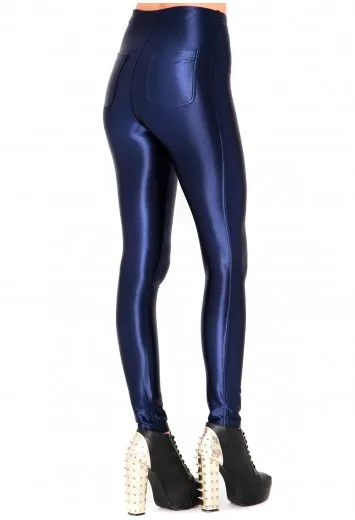 high waisted shiny disco pants, high waist lady disco pants