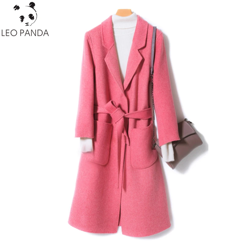 

2019 Spring Fashion Double Faced Cashmere Coat Female Autumn Casual Slim Thicken Warm Wool Jacket 100% Pure Woolen Coats Women