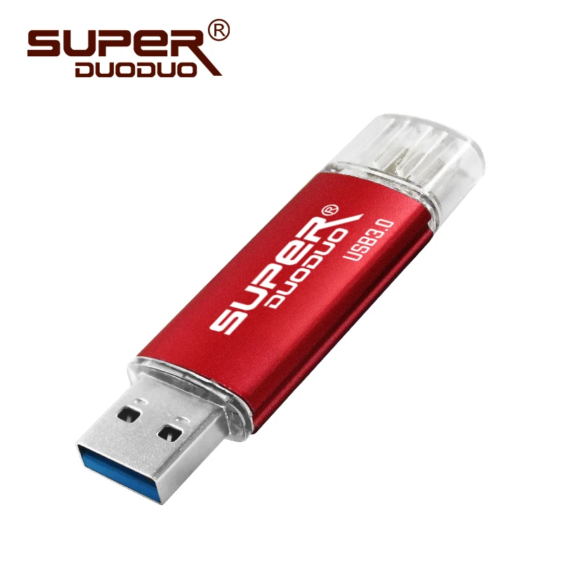 Розничная посылка OTG USB флеш-накопитель usb 3,0 флеш-накопитель 16 ГБ 32 ГБ 64 Гб 128 ГБ флеш-накопитель для телефона/планшета/ПК высокоскоростная карта памяти - Цвет: red