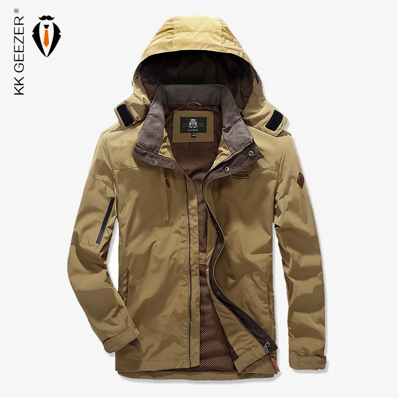 

2018 Military Men Jacket Autumn Hooded Windbreaker Waterproof Plus Size Brand Casual Loose Multi-pocket Windproof Fashion Coat