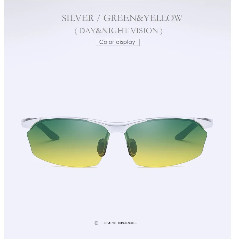 YSO солнцезащитные очки Для Мужчин Поляризованные UV400 алюминия и магния рамки HD Ночное видение вождения очки без оправы аксессуар для Для мужчин 8513