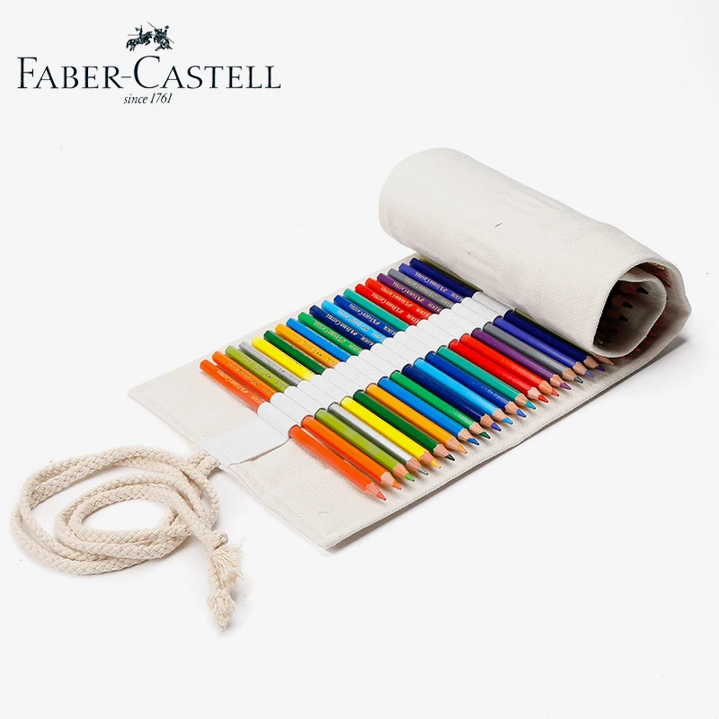 

1Piece Canvas Storage Pencil Case 50 Holes Roll Student DIY Painting White Color Pencil Bag For School Art Supplies