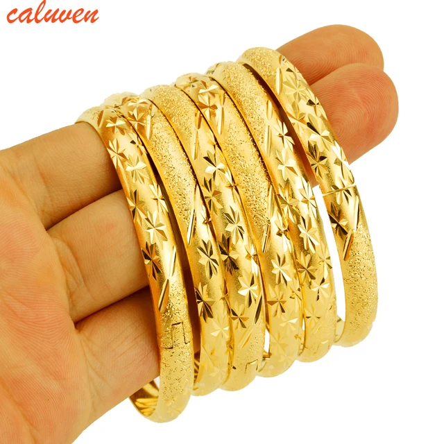 8mm 6pcs Lot Dubai Gold Bangle Jewelry For Women Men Color 8mm 6pcs Lot Dubai Gold Bangle Jewelry For Women Men Color Ethiopian African