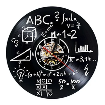 

Creative Mathematical Formula Record Clock Geometric Vinyl Wall Clock 3D Retro Home Decor Handmade LED Hanging Clock