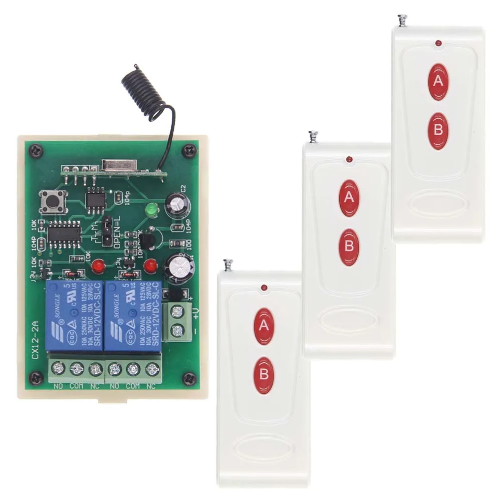

1000M High Power DC 12V 24V 2 CH 2CH RF Wireless Remote Control Switch System,Transmitter + Receiver,JOG / Momentary
