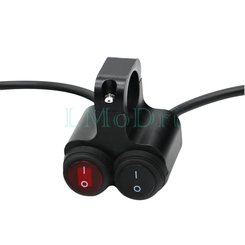 LMoDri Motorcycle Handlebar Switch 2 Control Buttons Motorbike 22mm 7/8" Bar Refit Switches ON/OFF Indicator