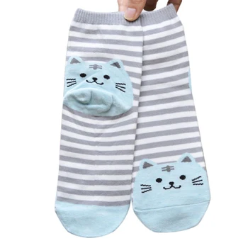 New brand 2015 Hot 3D Animals Striped Cartoon Women Cat Footprints Cotton Socks