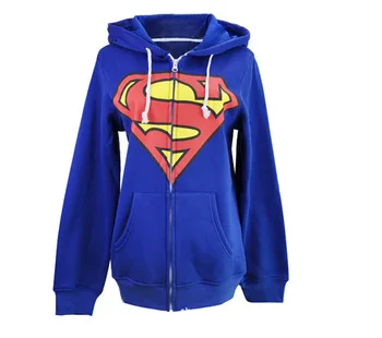 

Unisex Superman Hooded Jackets Superhero Batman Sweatshirt Black Hoody Blue Zipper Casual Tops